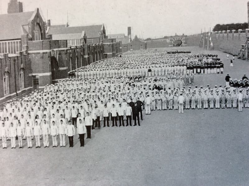 Men Mustered for Evening Quarters on the Parade Ground